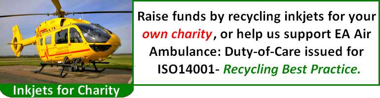 Resell unused ink cartridges in Support of the Air Ambulance Service, or for your own Charity Campaign